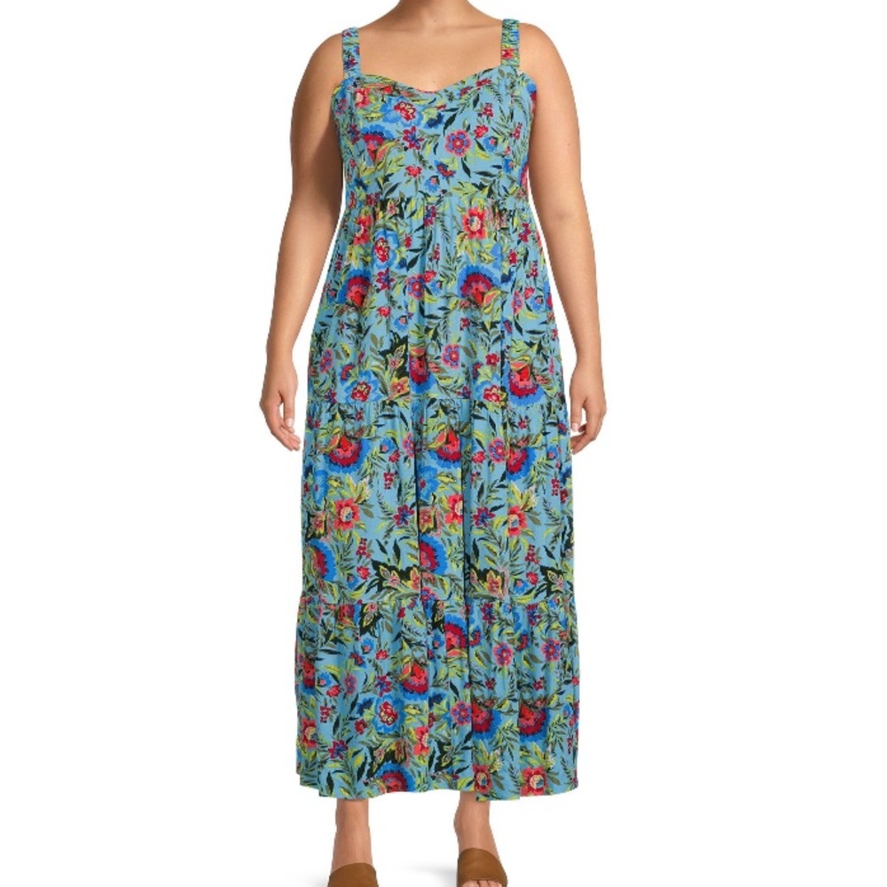 Plus size blue floral mix dress